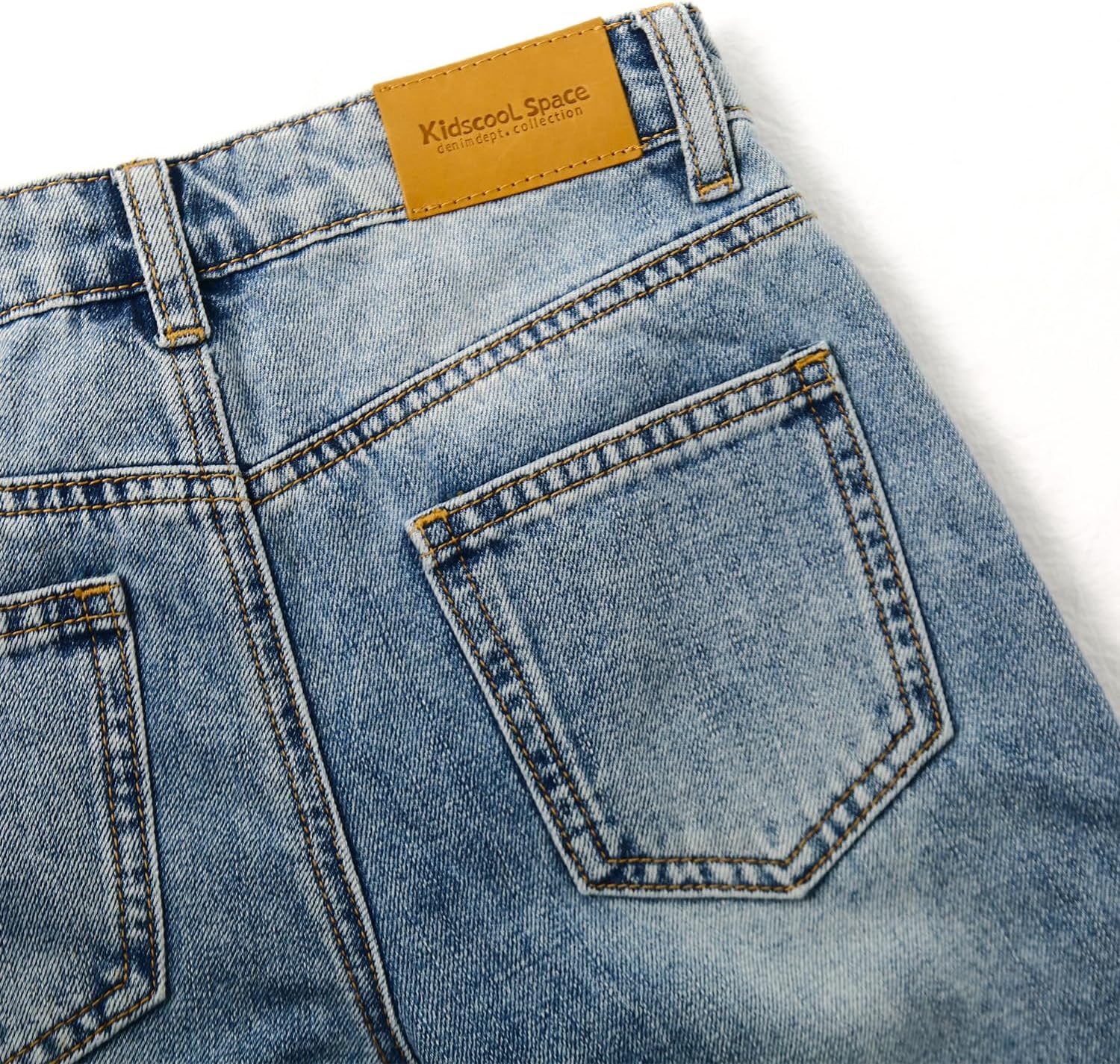 KIDSCOOL SPACE Girls' Wide-Leg Jeans,3 Buttons Front Elastic Band Inside Palazzo Denim Pants