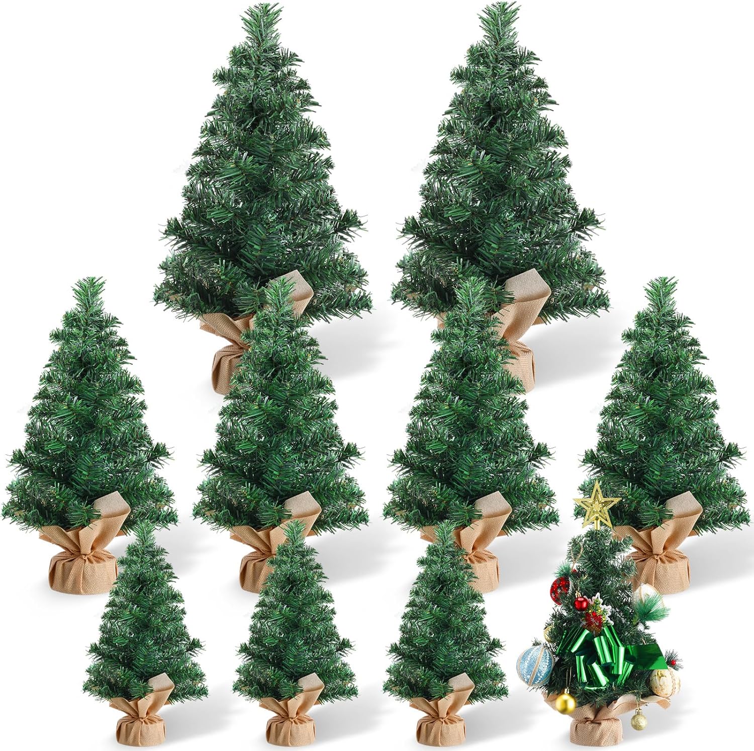 Libima 10 Pieces Tabletop Mini Christmas Tree 15.7 Inch 11.