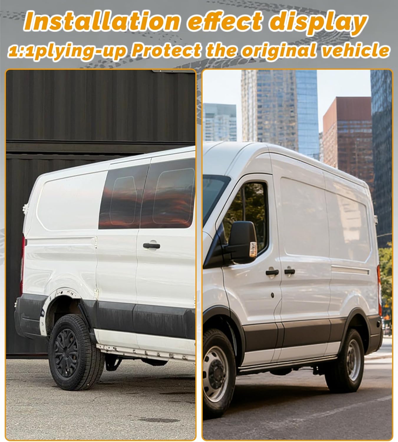 Rear Passenger Side Fender Trim Compatible with 2015-2023 Ford Transit 150 250 350 350HD Rear Right Door Molding Fender Flares CK4Z61280K96AC