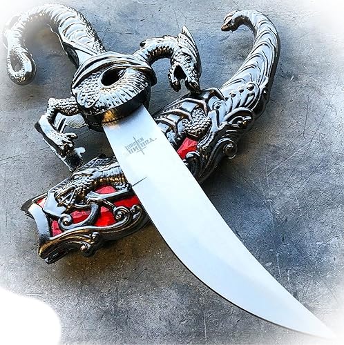 Nuevo cuchillo de hoja fija de 10 pulgadas Dragon Fantasy Espada de daga Medieval Ninja con vaina para acampar al aire libre Pro Tactical Elite disponible en Yaxa Colombia