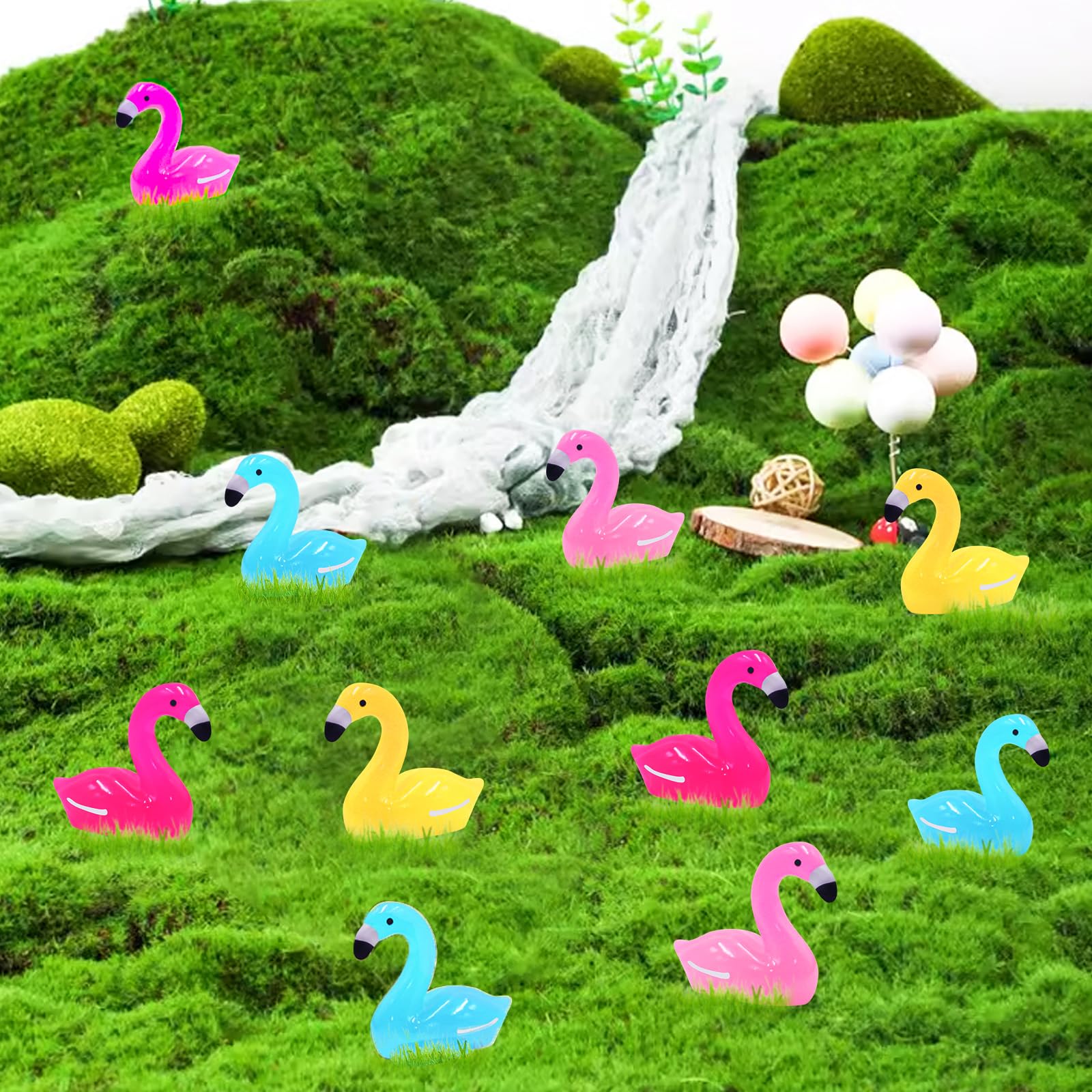 HOMICO 30PCS Mini Flamingo Ducks Tiny Resin Animals Flamingo Decor Colorful Miniature Flamingo Figurines for Craft Home Garden Dollhouse Cake Decorations - Image 2