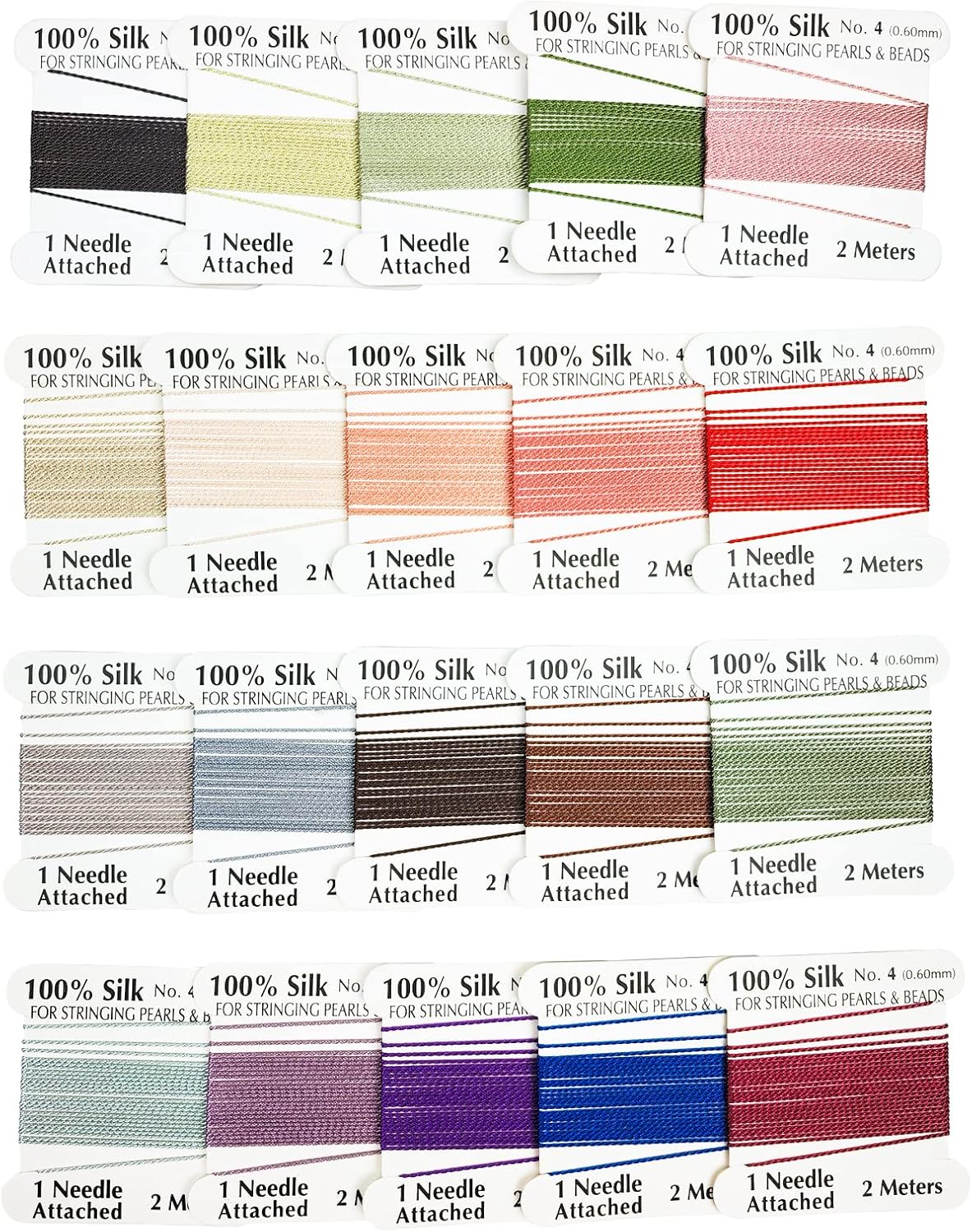 The Hobbyworker 100 Silk Bead Cord,0.6mm 20pcs Multicolor