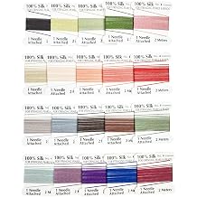 Hobbyworker The 100% Silk Bead Cord,0.6mm 20pcs Multicolor,Needle End Silk Cord for Pearl Beads Jewelry Beading