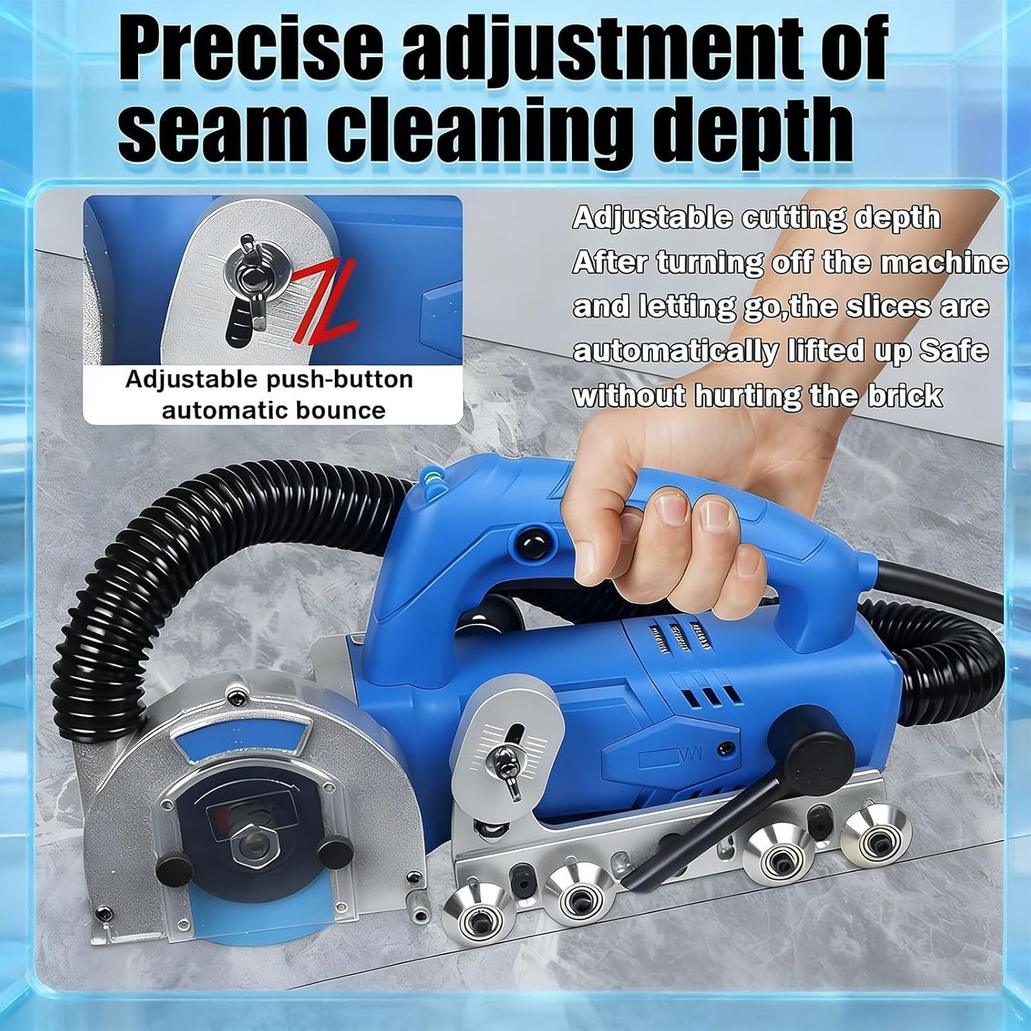 Herramienta eléctrica para Eliminar lechada de 1200 W, 9000 RPM, Limpiador Juntas Azulejos, con Bolsa para el Polvo, para Limpiar Suelos y Paredes, Limpiar lechada Entre Azulejos