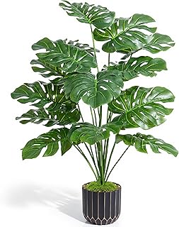 28" Artificial Monstera Plant Tall Fake Faux Plants Indoor Outdoor Tree for Living Room Home House Decoration