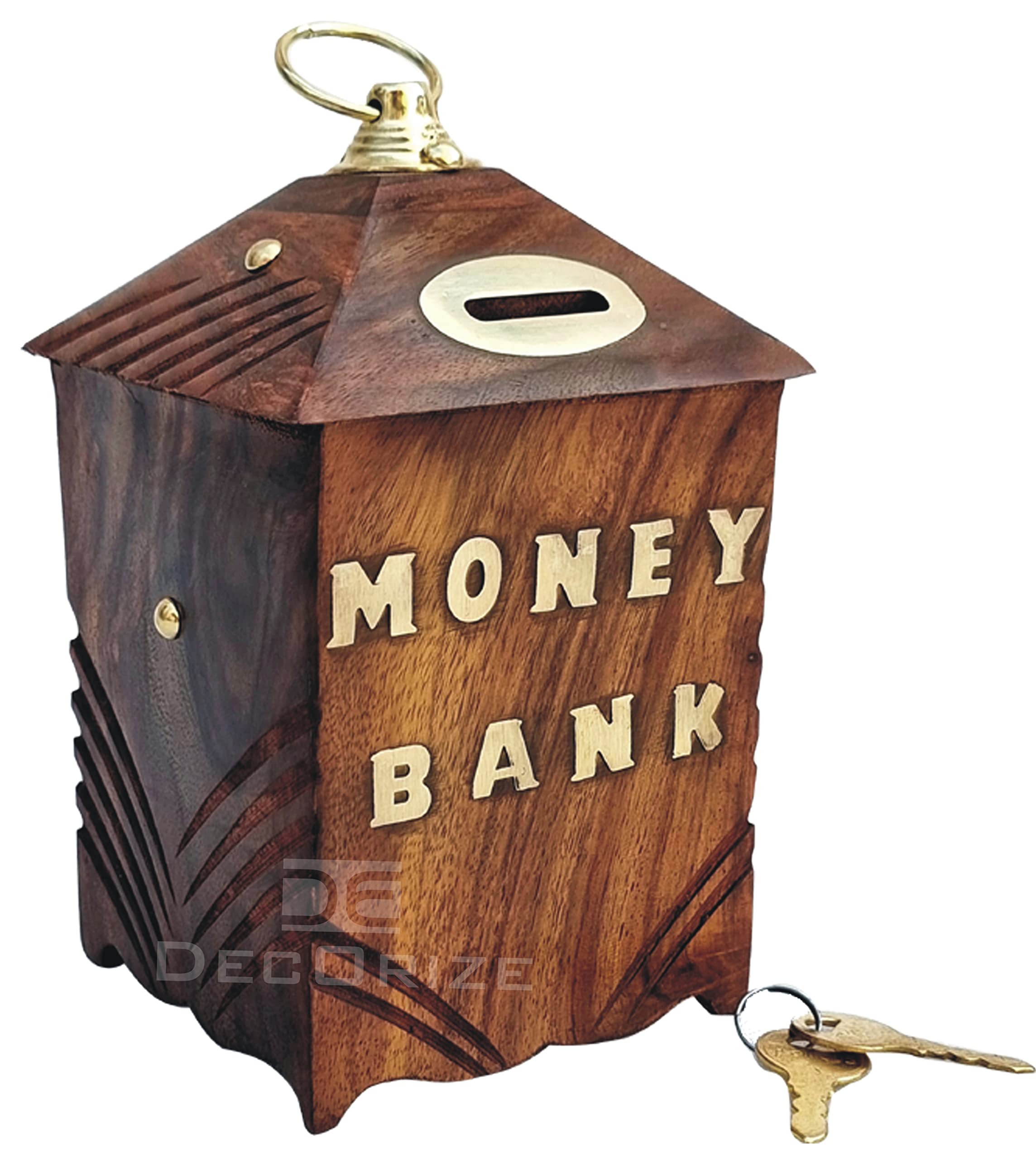 DECORIZE Wooden Hut Shape Money Bank - Master Size Piggy Bank 6 x 4 inch for Kids and Adults (Brown) (B0C65X1PPQ) Amazon Price History, Amazon Price Tracker