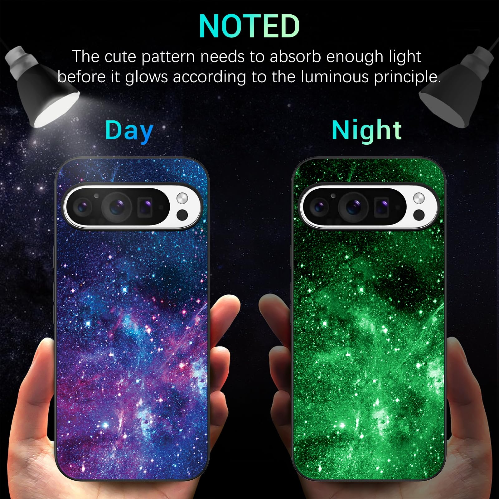 GaoBao Slim Pixel 9 Pro XL Case, Glow in The Dark Nebula Space Luminous Lightweight Soft Protective Cover - Image 2