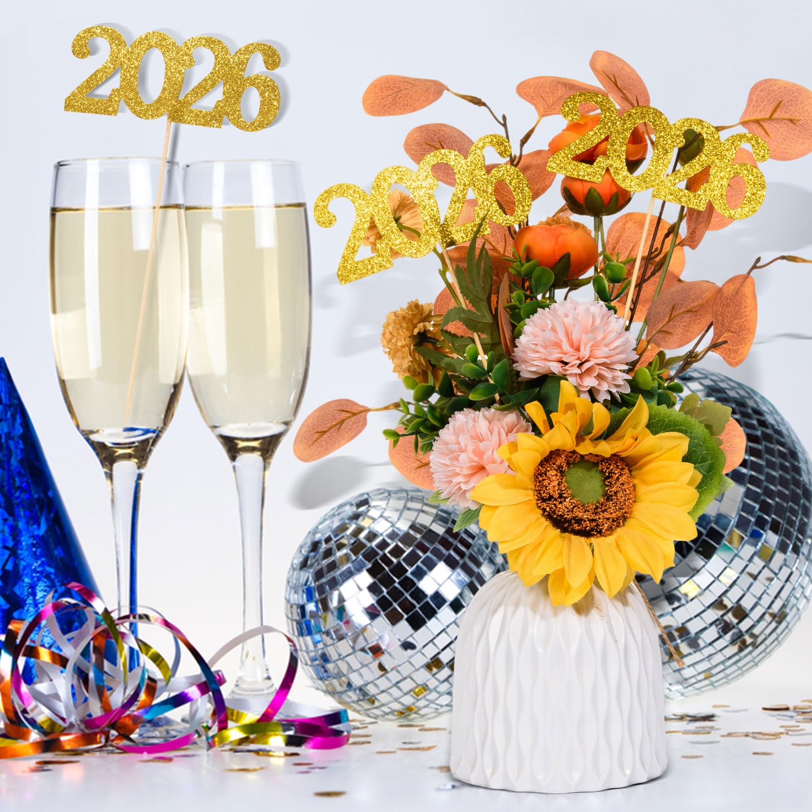 Gold Glitter Number 3 Centerpiece Sticks – Pack Of 10, Birthday Or Anniversary Party Table Toppers - View #5