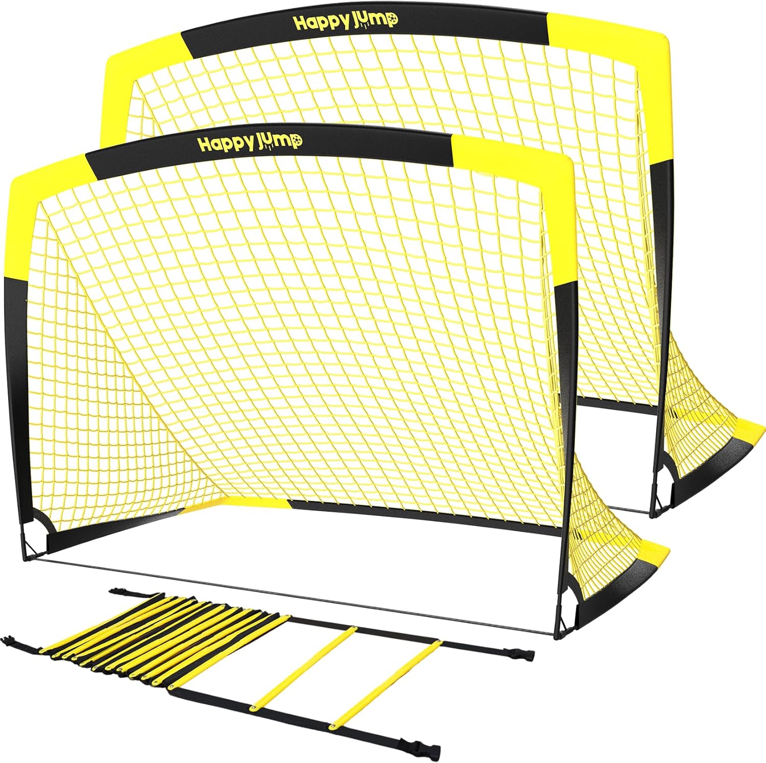 Happy Jump 5'x3.6' Soccer Goal 2 Set with Agility Ladder 12 Rung 20 FT Speed Training