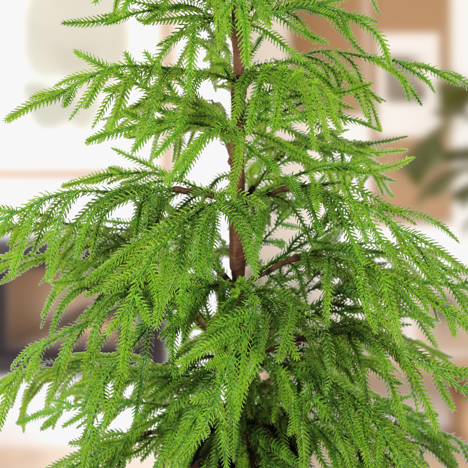 WBHome Künstlicher Norfolk-Kiefer für den Tisch, 91,4 cm, künstlicher Baum, getopft, grün, für Veranda, Weihnachten, Innen- und Außenbereich, Ornament-Dekorationen inklusive