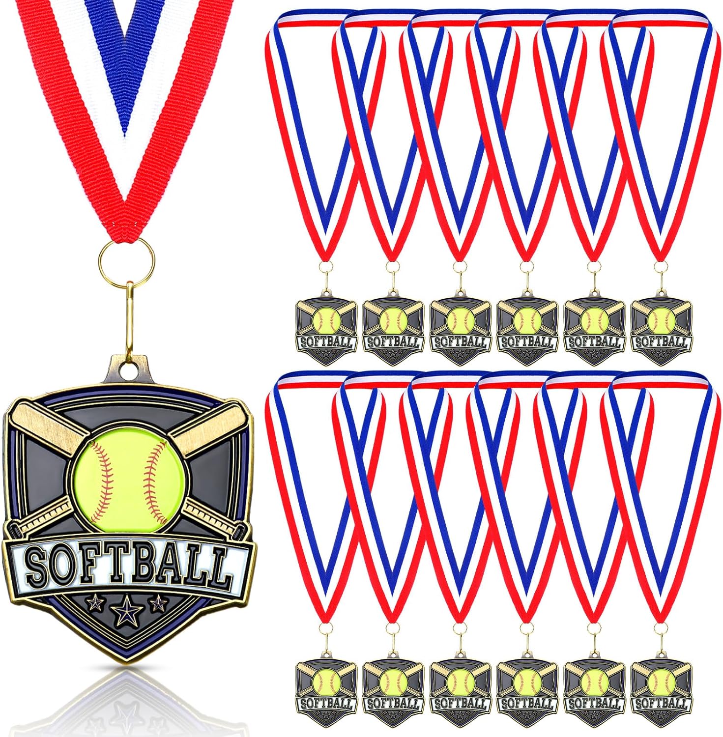 10/20 /30/40 Pcs Award Medals Bulk Sports Medals with Neck Ribbons 2.4 Inch Winner Award Trophy Prize Gift for Sports Themed Party Favors Tournaments Match