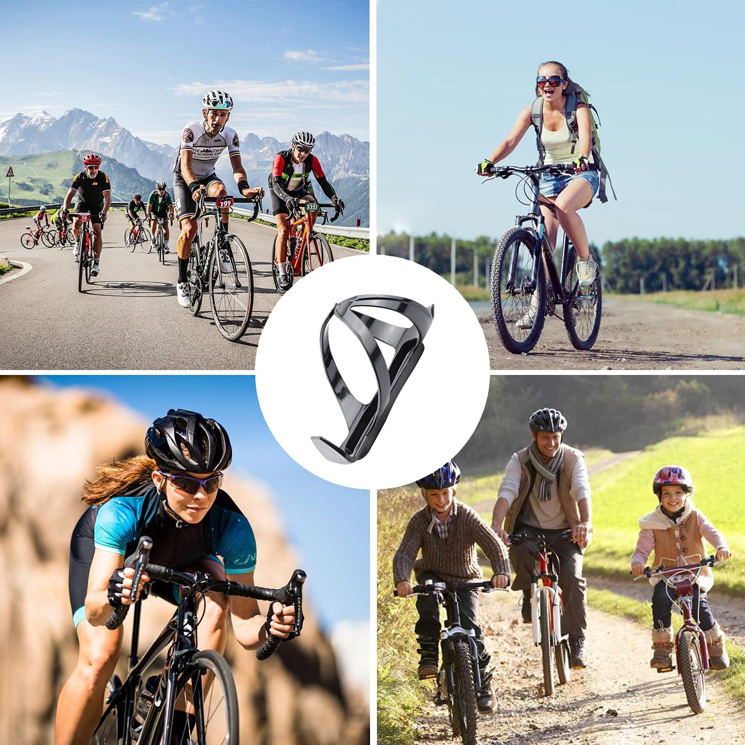 Lot De 2 Porte-Bidons YHT – Léger 36 G, Polycarbonate, 5 Points De Soutien – Pour VTT, Route, Enfants, Électrique