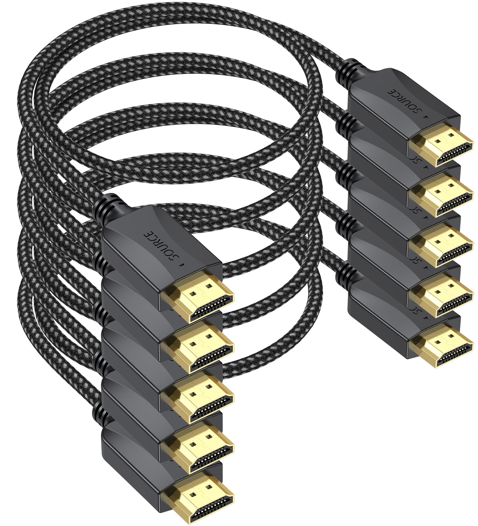 Short HDMI Cables 1 Ft, 5-Pack Thin 4K HDMI Cables Braided- High Speed Shielded HDMI 2.0 Cable Male to Male Flexible with Ethernet, 4K HDR 3D ARC &