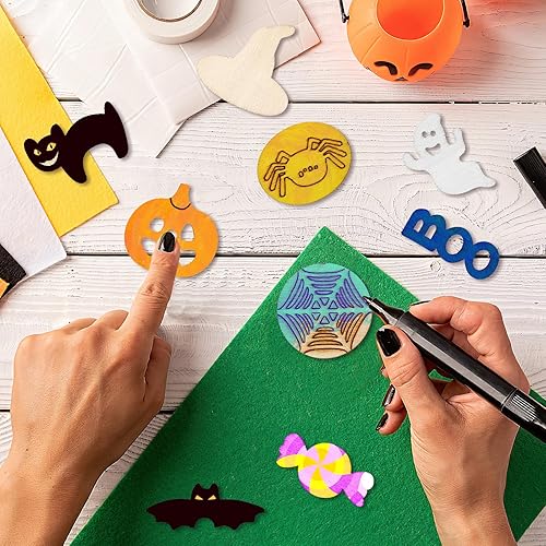 Miniatura 5 de Healifty 72 piezas de láminas de madera en blanco para Halloween, recortes, formas, manualidades, adornos, centros de mesa de Halloween, suministros
