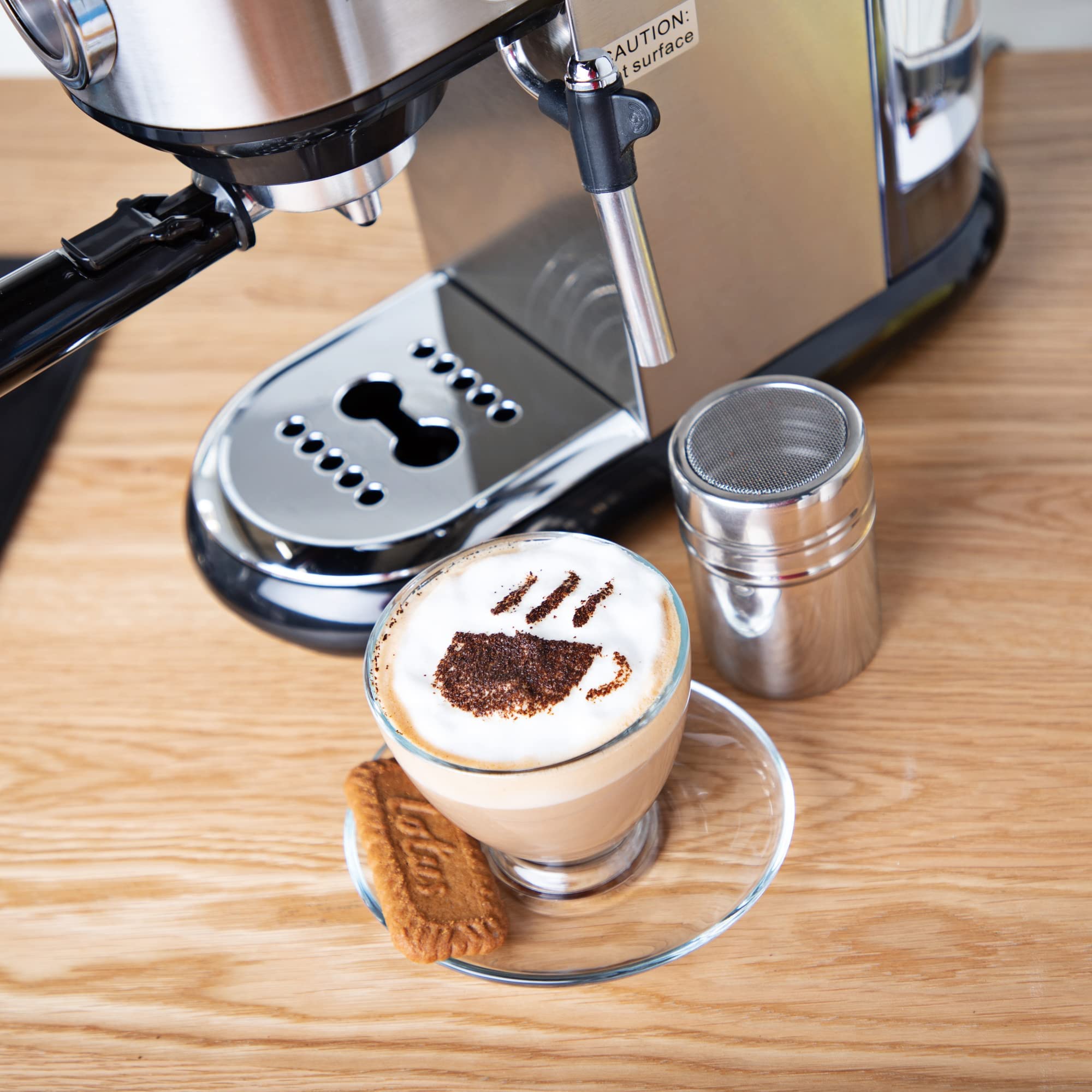 Vitinni Espressomaschine, Professionellem Milchaufschäumer, 15-bar-Druckpumpe, Milchschaumdüse, 1450 W, inkl. Barista-Kit, Tassenwärmeregal, 1 l Wassertank, Für Gemahlenen Kaffee, Silber
