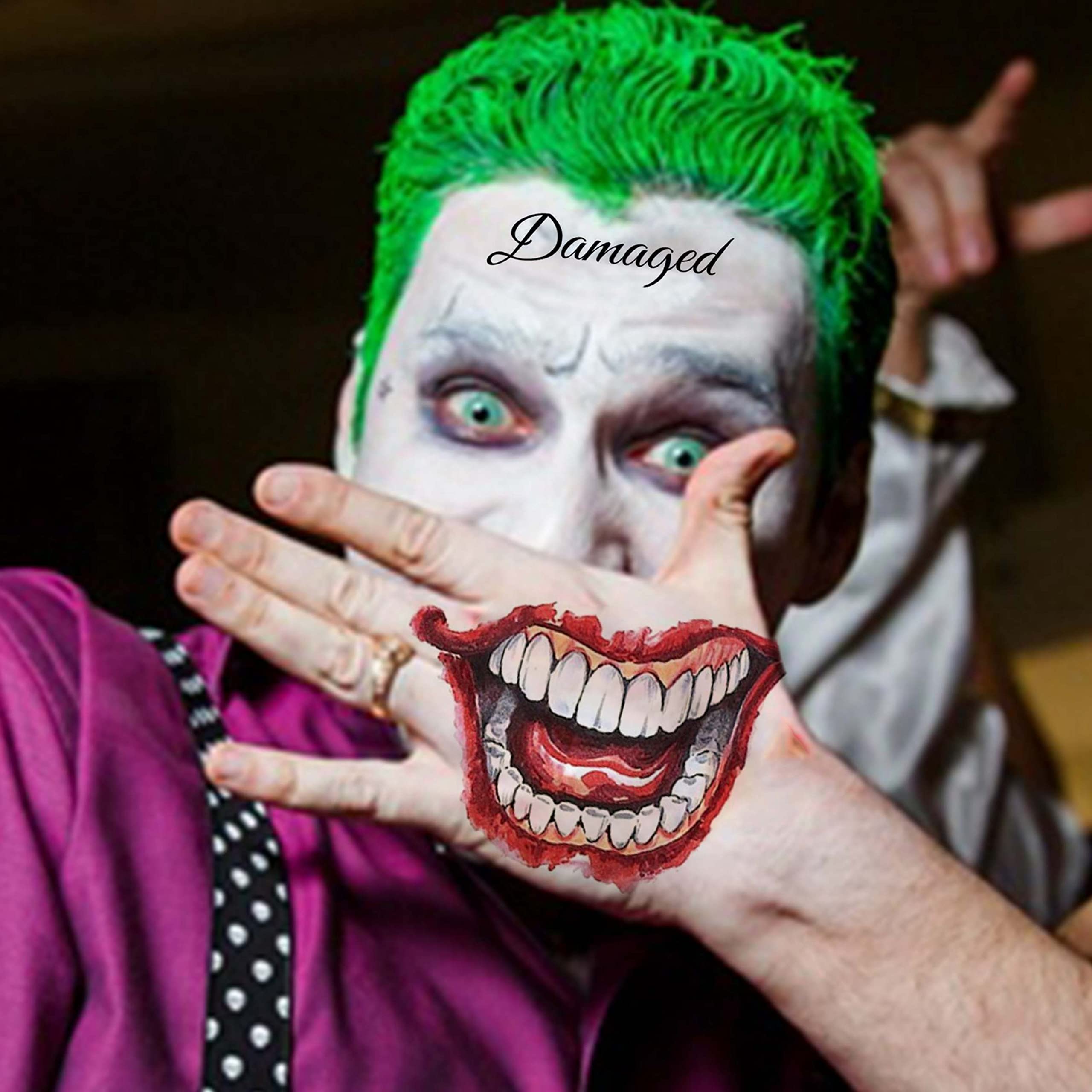 LAROI 5 Sheets 3D Joker Temporary Tattoos for Men Women Men Adults Fake Joker Tattoo Sticker Halloween Makeup Kit - Image 4
