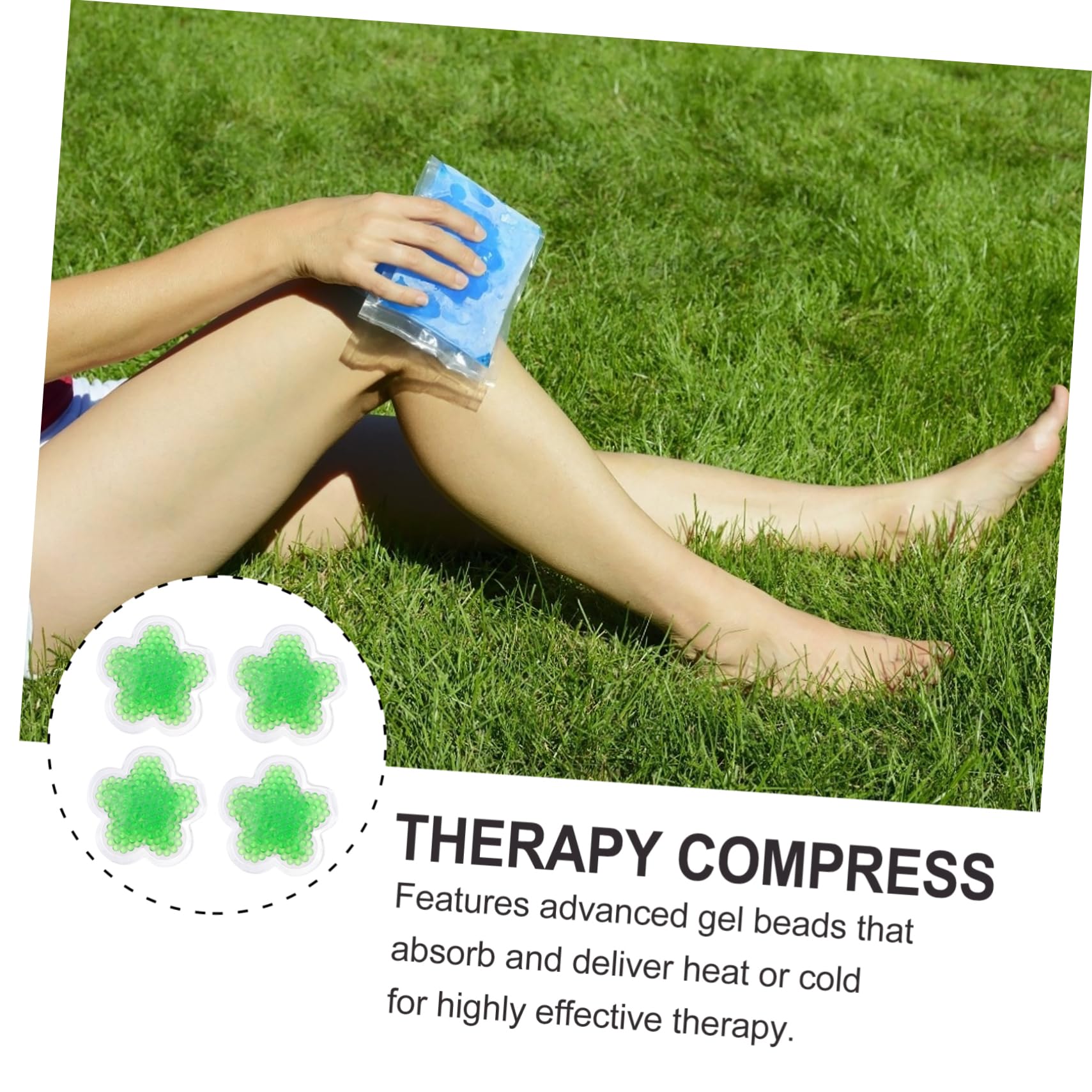 Ice Pack Gel Verde 4 Pezzi in Pvc per Primo Soccorso | Riutilizzabile e Lavabile, Impacco Caldo-freddo Funzione Scaldamani, Formato Compatto