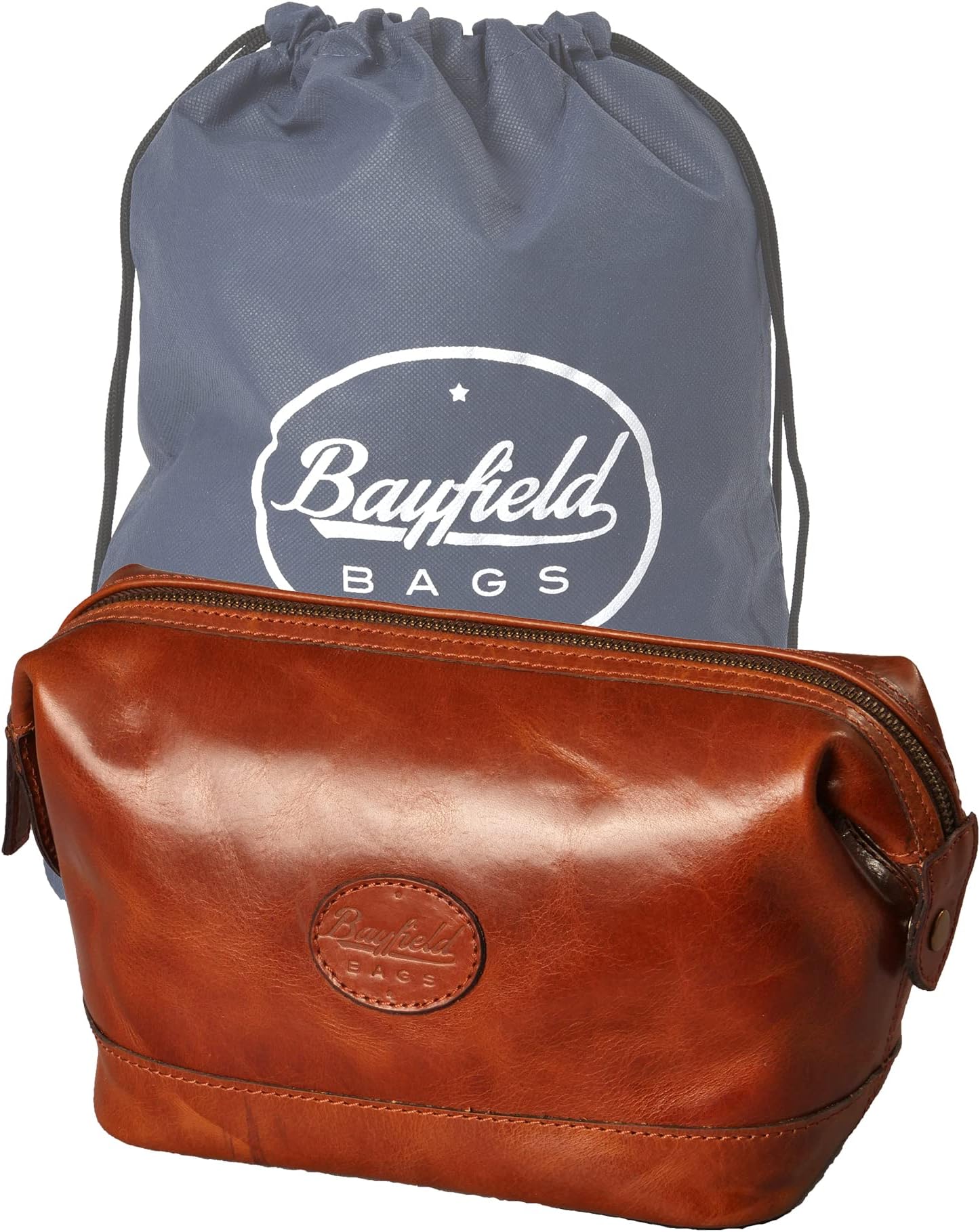 Mens Toiletry Travel Bag-Mens Toiletry Bag-Brown Travel Shaving Kit Case-Zippered Dopp Kit Organizer (9x5x7) by Bayfield Bags