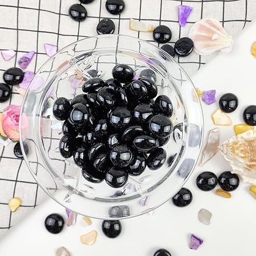 Miniatura 33 de Cuentas de vidrio transparente de 1 libra para jarrones, 100 piedras de vidrio, canicas de vidrio plano transparente para relleno de jarrones, velas