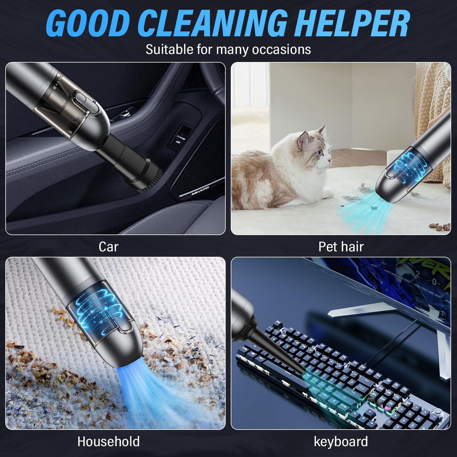 Mini aspirapolvere portatile tavolo USB ricaricabile senza fili