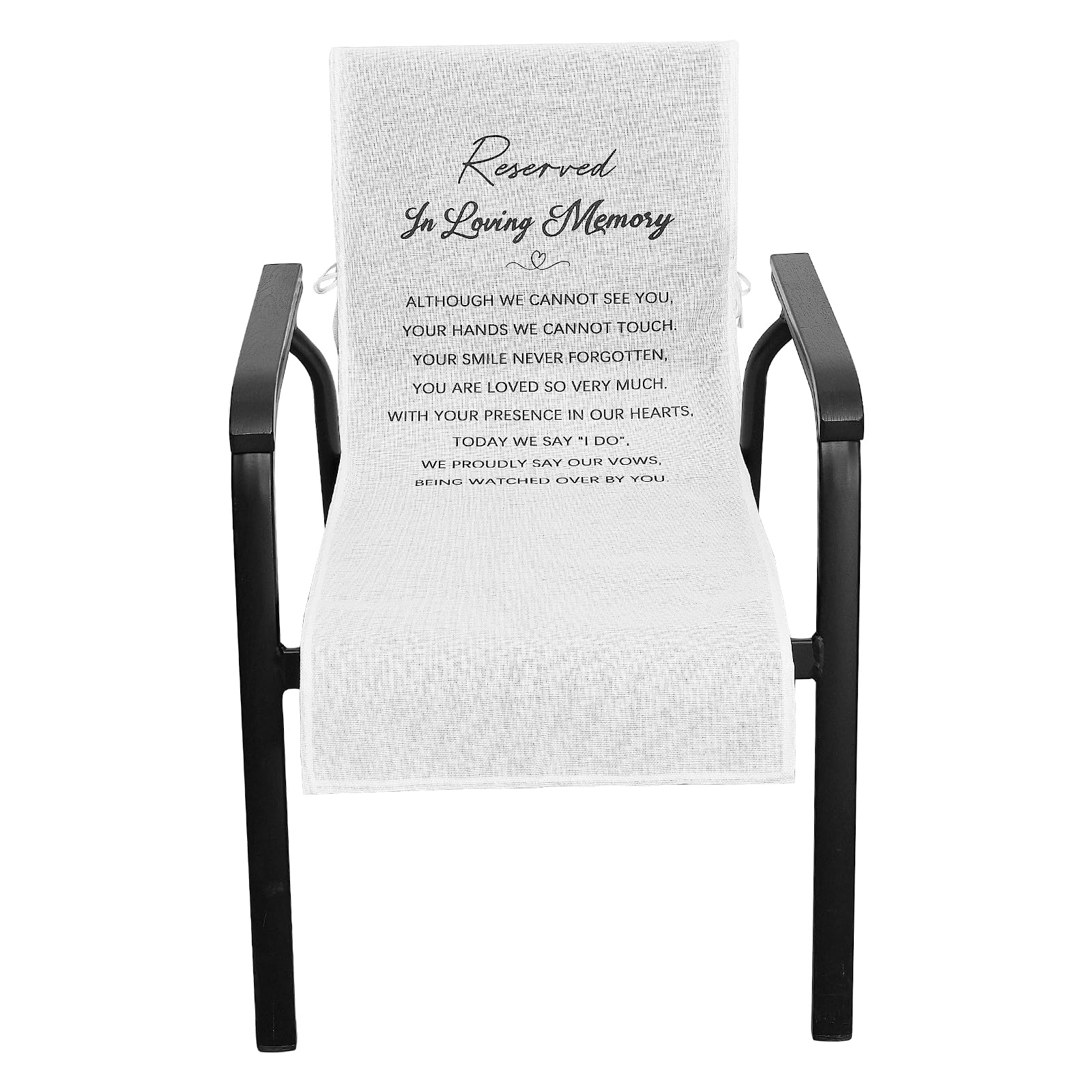 LuLobtg Reserved Wedding Chair Sign Banner, Custom Cotton Linen Wedding Memorial Reserved Sign Decorations, 132x43cm Save a Seat of the bride for Someone in Heaven Be There(Style C)