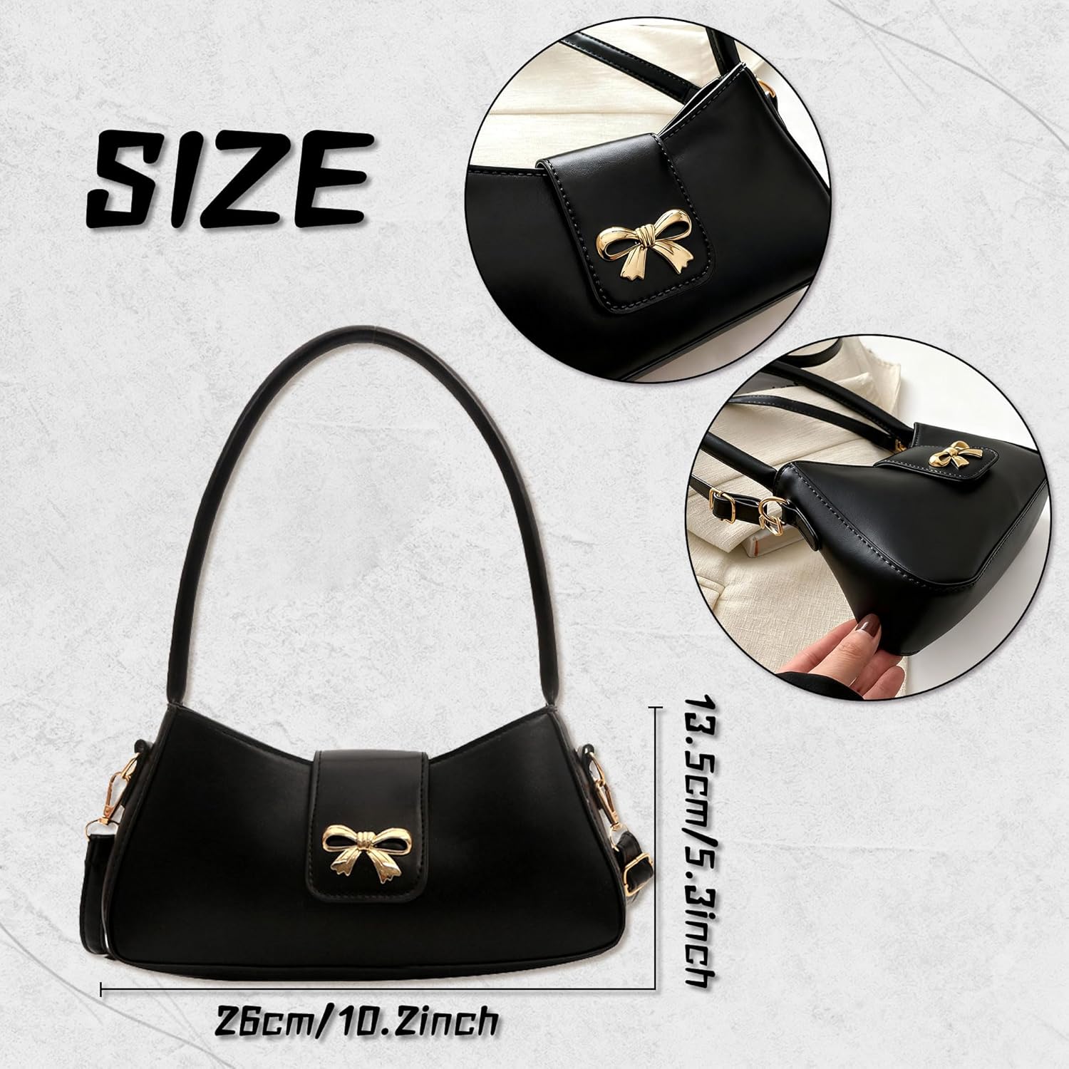 JeVenis Shoulder Bags Women Purses Handbags Coquette Bow Purse Y2k Bag Small Shoulder Bag Mini Clutch Hobo Handbag - Image 5