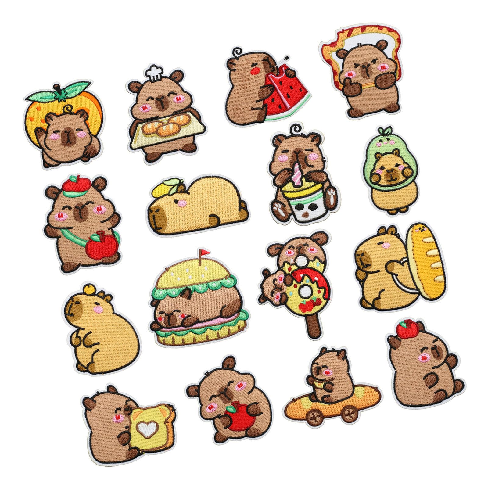 Jazuaiao 16Pcs Cartoon Animal Iron on Patches Adhesive Embroidery Applique for Jackets Backpacks Clothing Decoration Sewing Craft Animal Themed Patches