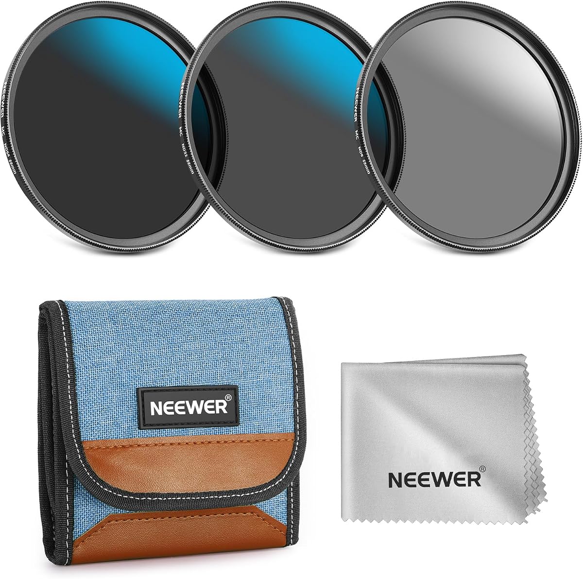 NEEWER 58mm ND Filter Set, ND8/32/64 (3/5/6 Stops) Multicoated Neutral Density Camera Lens Filter Photography Accessories with Storage Case & Cleaning Cloth, 3 Packs