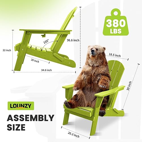 Miniatura 3 de LOUNZY Silla Adirondack plegable, color lima