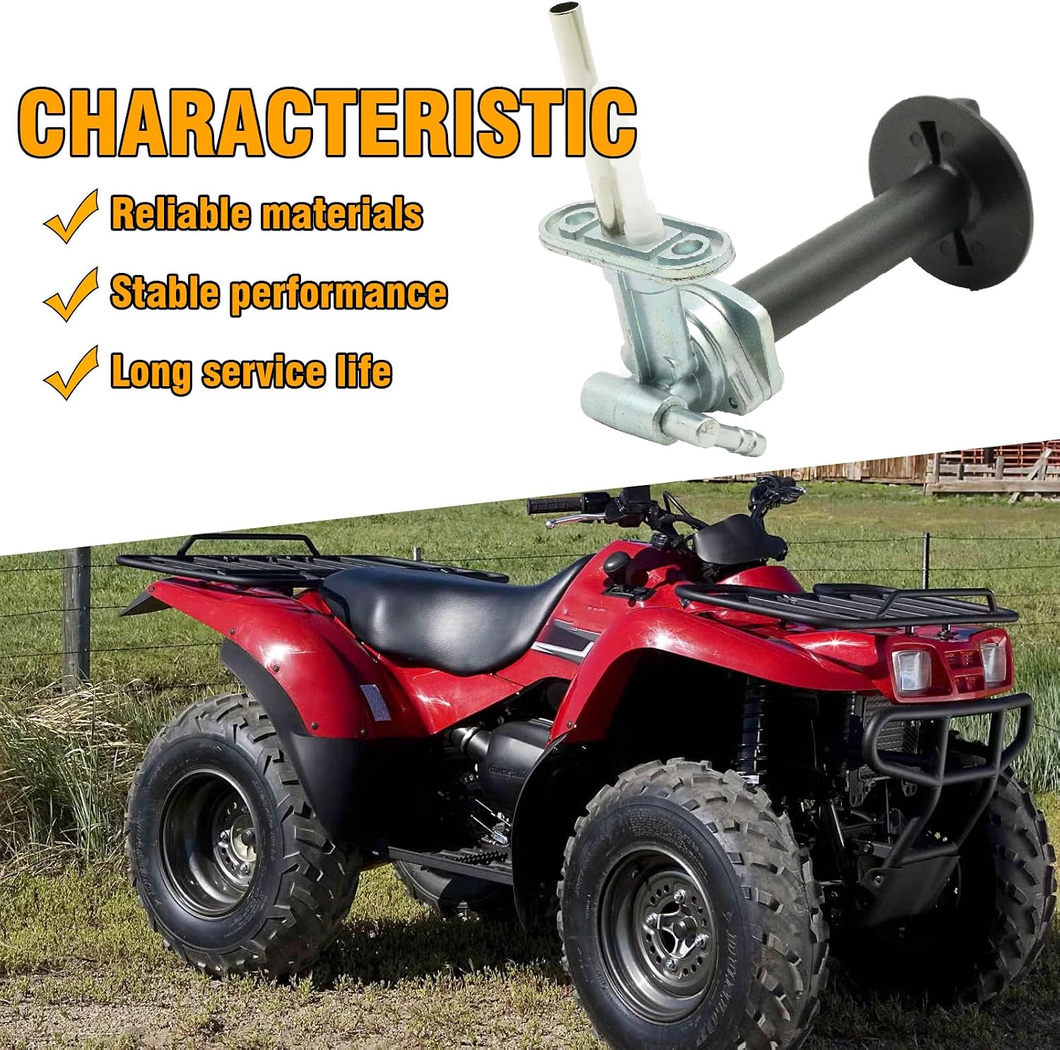 51023-1402 Fuel Valve Petcock Tank Switch and Knob Lever Kit, Replacement for Kawasaki Prairie 360 KVF360 2003-2013 400 KVF400 1997 1998, Replaces 51023-1224