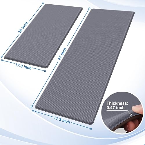 Miniatura 2 de StepRite Tapetes de cocina, 2 piezas, tapetes de cocina acolchados antifatiga para piso, tapetes de escritorio antideslizantes de pie, juego de