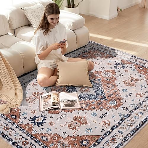 Miniatura 5 de Alfombra de pasillo de área para dormitorio, 2 pies 5 pulgadas x 6 pies, antideslizante, lavable a máquina, para pasillo y entrada, alto tráfico, no