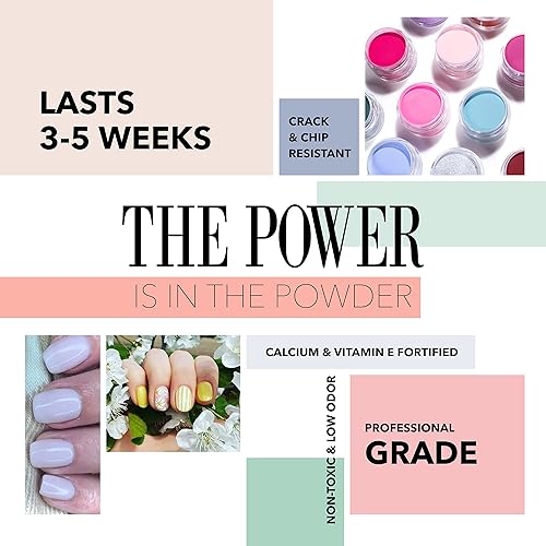 Miniatura 9 de Revel Nail Polvo de inmersión, esmalte de uñas en polvo rosa y francés, resistente a las astillas, con vitamina E y calcio, manicura de bricolaje,