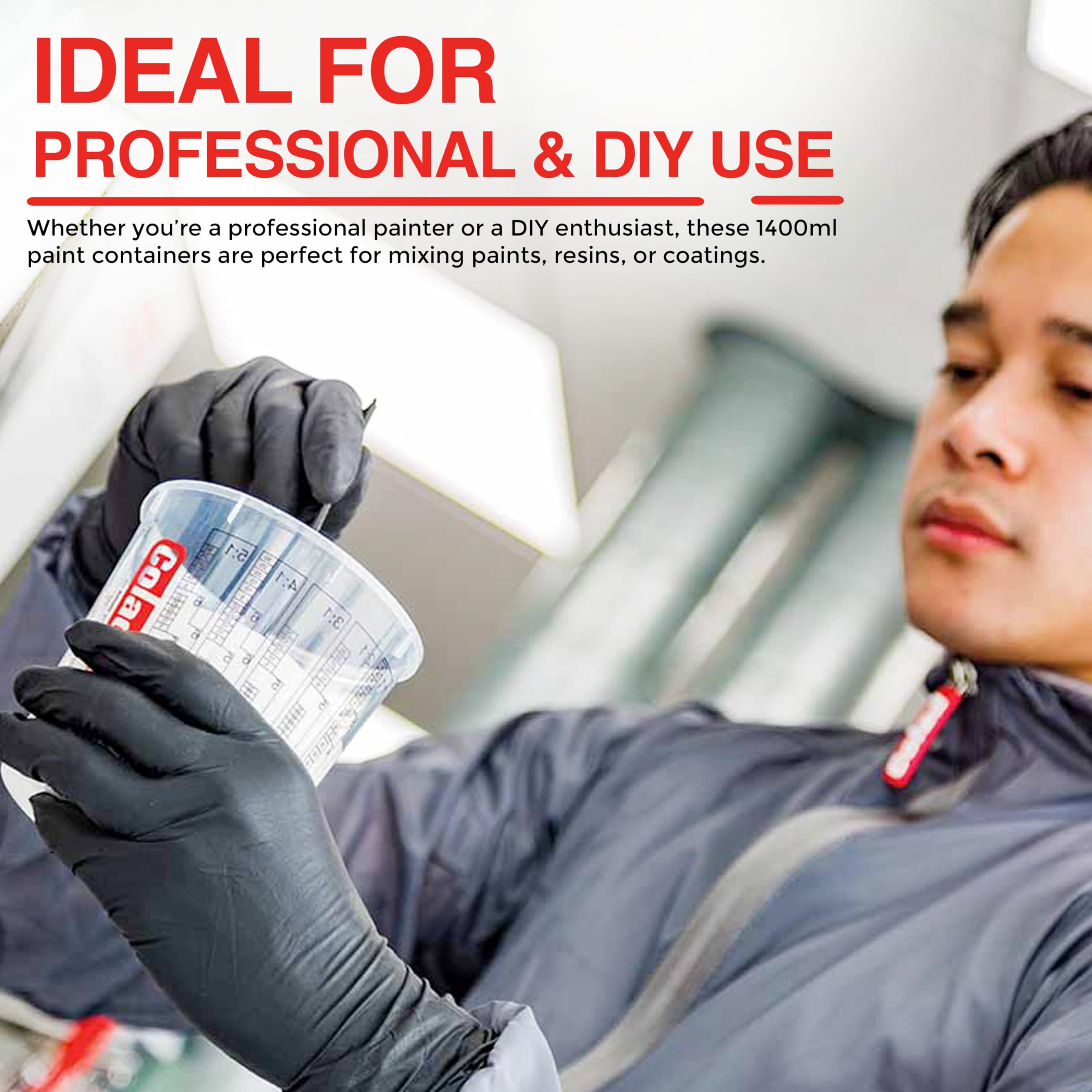 Colad, 10 contenitori con scala graduata, per vernice, 1400 ml, senza coperchio