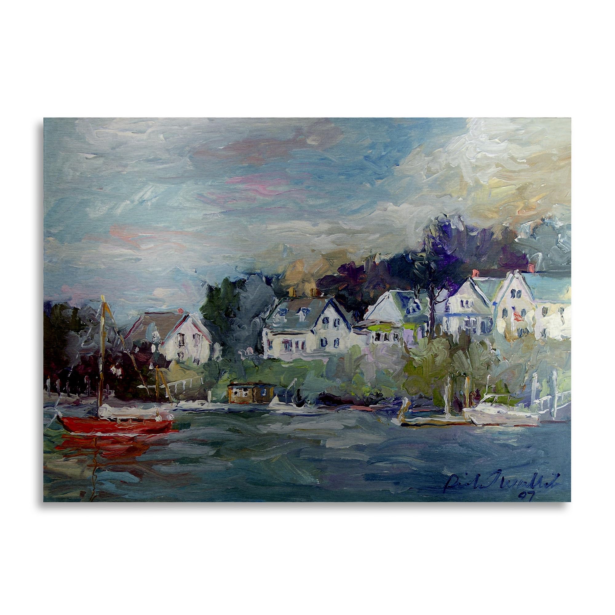 Richard Wallich 'Dock' Floating Brushed Aluminum Art