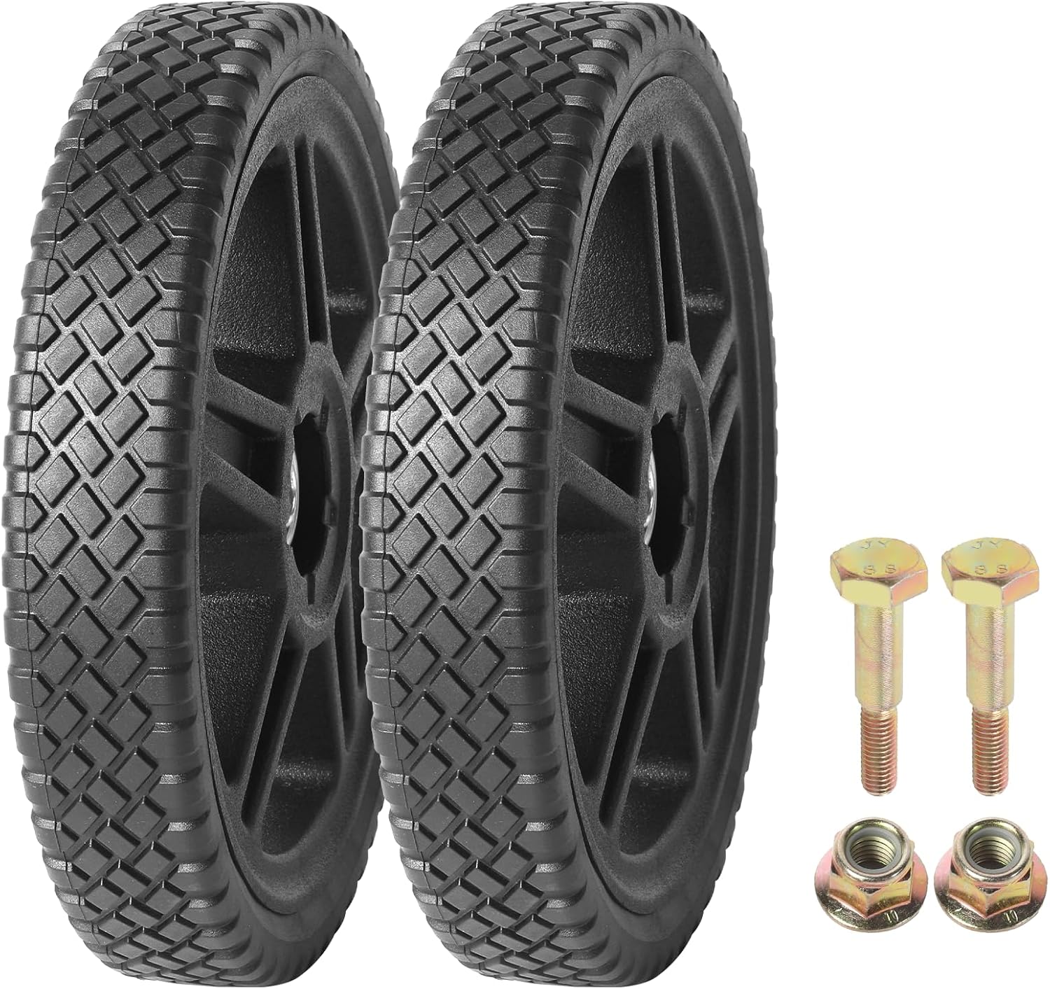 AR-PRO (2-Pack) Replacement 10" Push Lawn Mower Wheels with 1-3/4" Width Hub and 1/2" Bearings, Fit for Standard Lawn Mowers, Pressure Washers, Generators and More