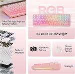 MechLands Aula F108 100% Wireless Gaming Keyboard, 4000mAh Battery, Full Size Custom Gasket Mechanical Keyboard, Programmable 108 Keys, Hot-Swappable, for Win/Mac (Pink Gradient)