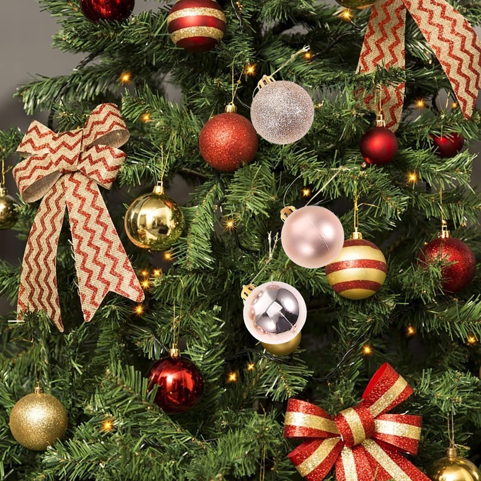 SHINEOFI 100pezzi Palline Natalizie Decorazioni per Albero Festivo in Abs Resistenti Decorazioni per Feste e Ghirlande