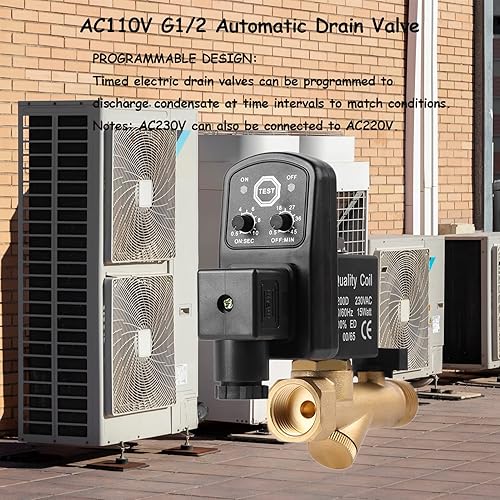 Miniatura 2 de Válvula de drenaje automática AC110V G1/2, válvula de drenaje del compresor de aire DN15 Válvula de drenaje temporizador 0-1.6Mpa Válvula de drenaje