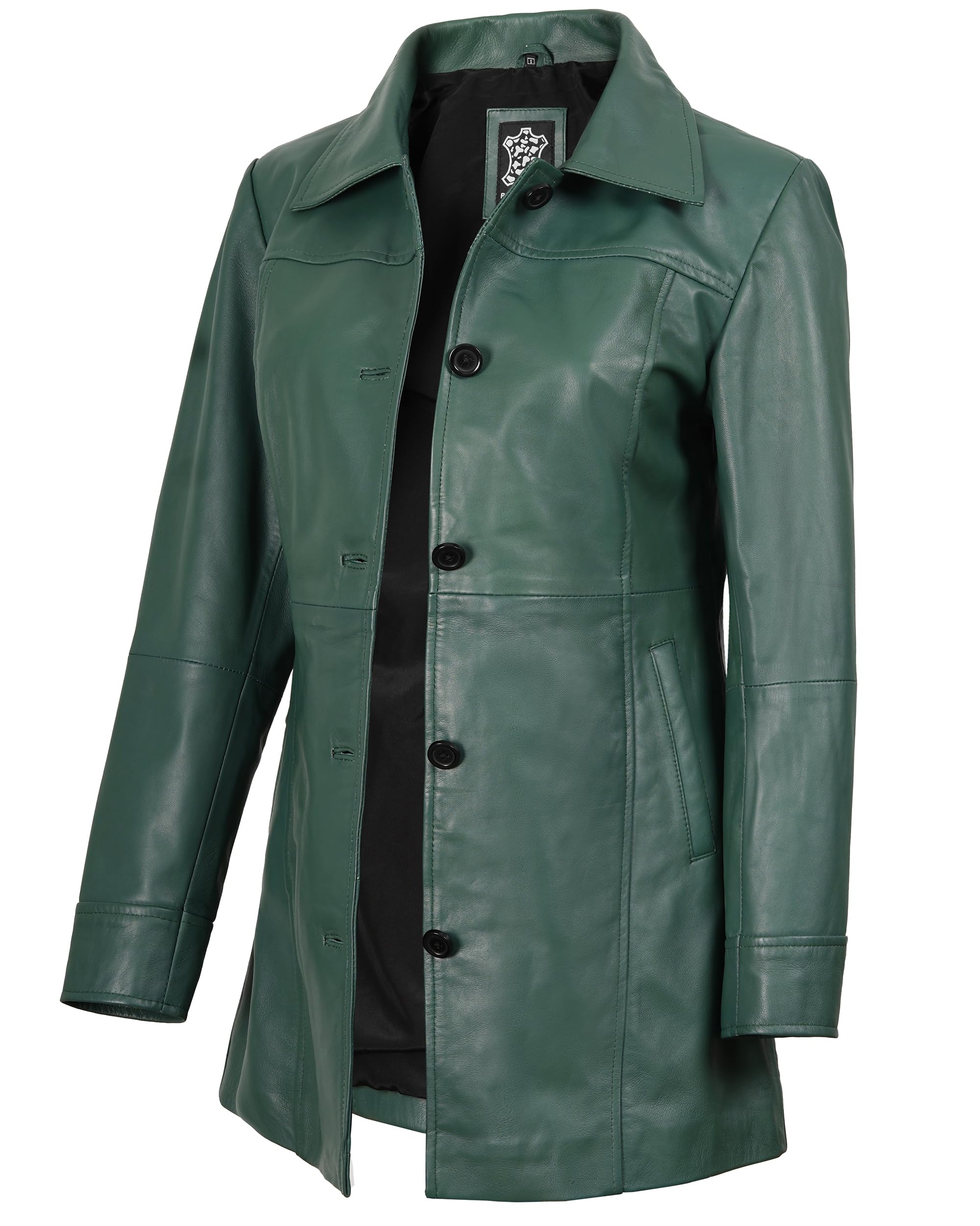 Decrum Leather Coat Women - Carcoat Style Real Lambskin Long Leather Jackets for Women