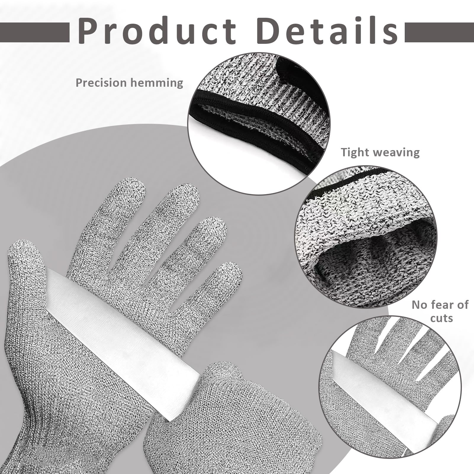2 Paire Gants Anti Coupure,Confort Gants De Travail Extensibles,Gants De Travail,Pour Cuisine Huitre Viande Couper Et éplucher Sculpture Jardinage (M, Adultes)