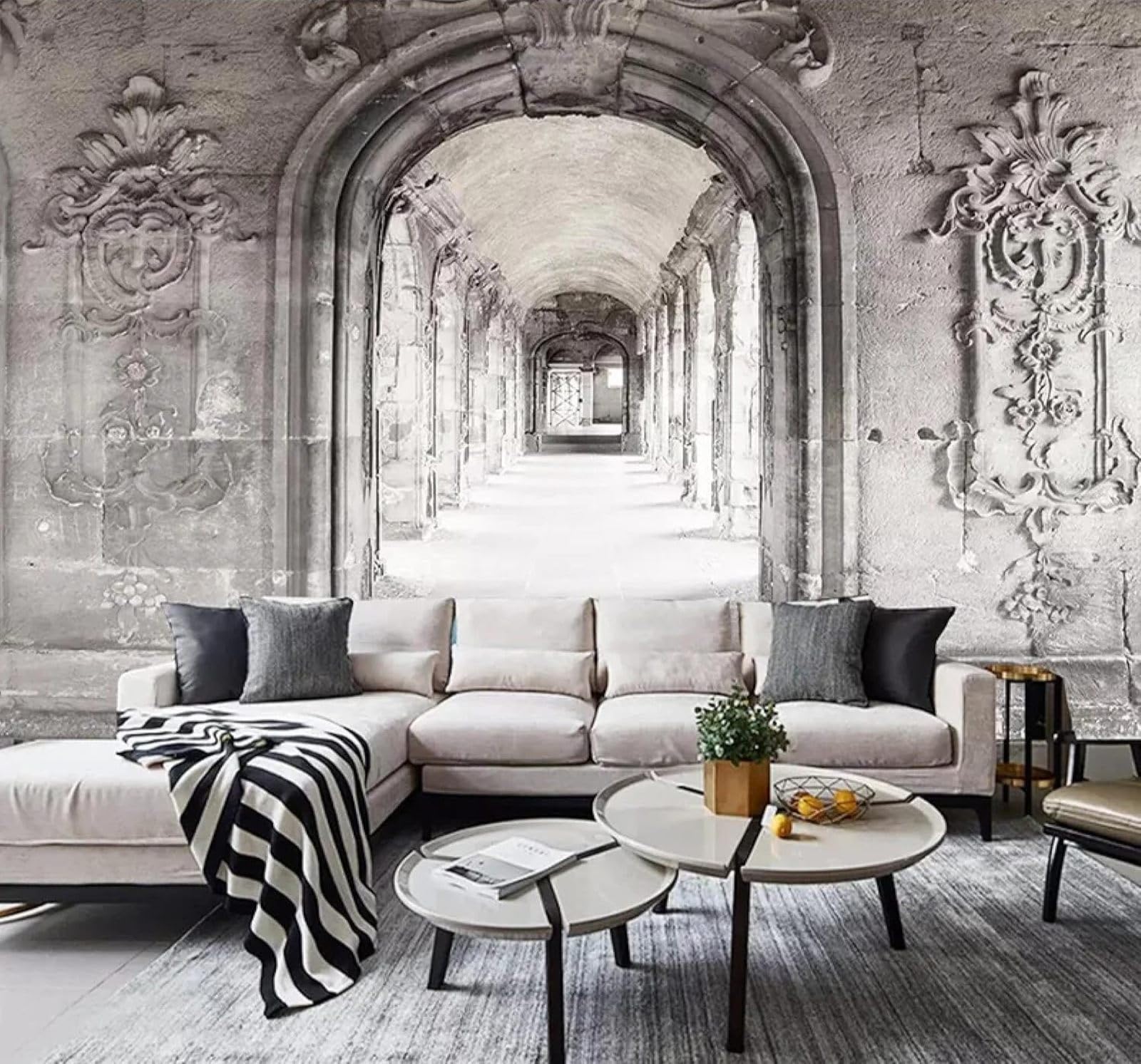 XLMING Creative Retro Architecture Corridor Spatial Extension 3D Wallpaper Luxury Home Dining Decor Paste Sofa Living Room The Wall for Bedroom Mural-430cm×300cm