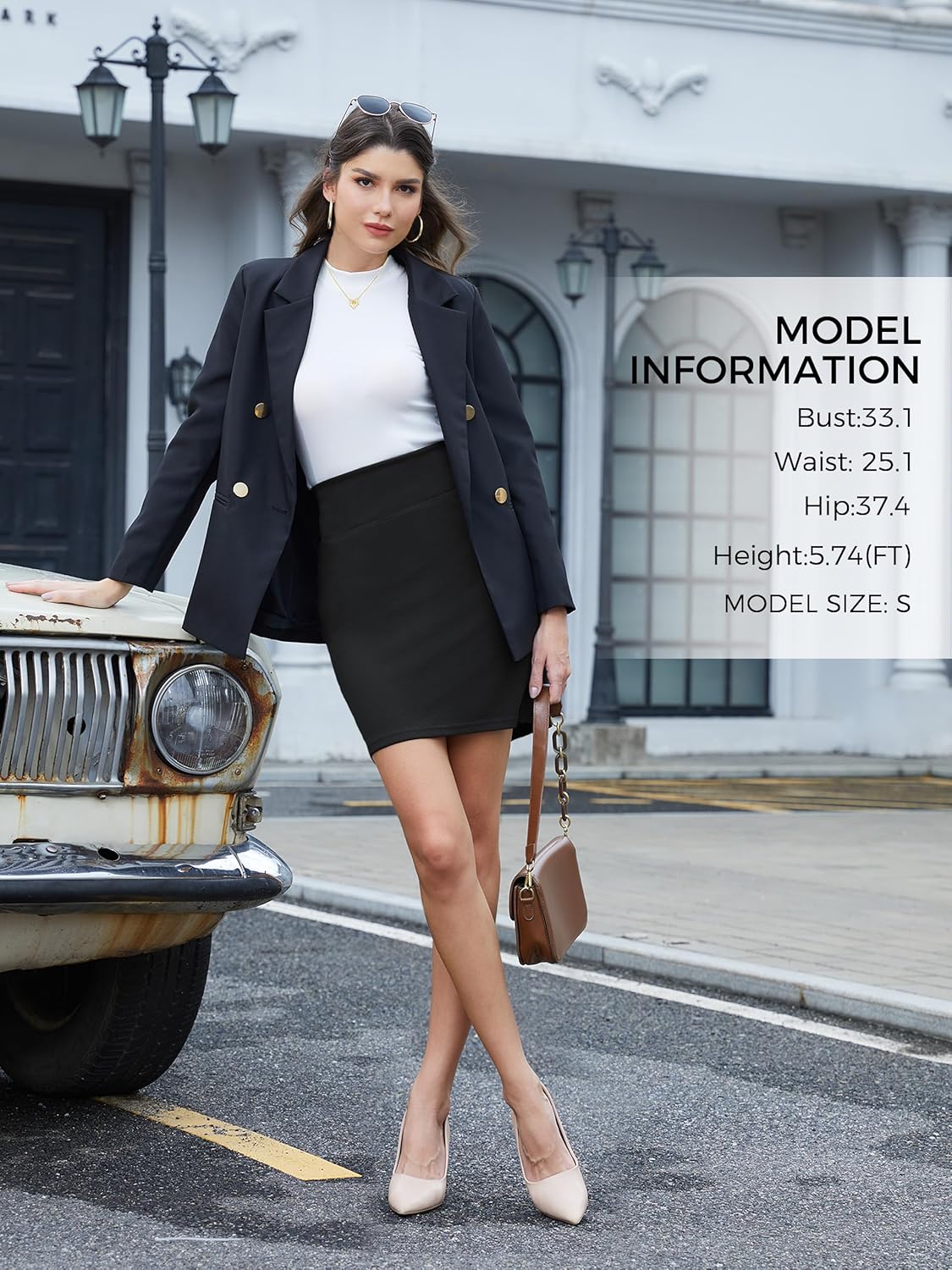 SEVEGO Women's Office Work Pencil Skirt Stretch High Waist Above Knee Length Slim Fit Mini Bodycon for Business Casual - Image 8