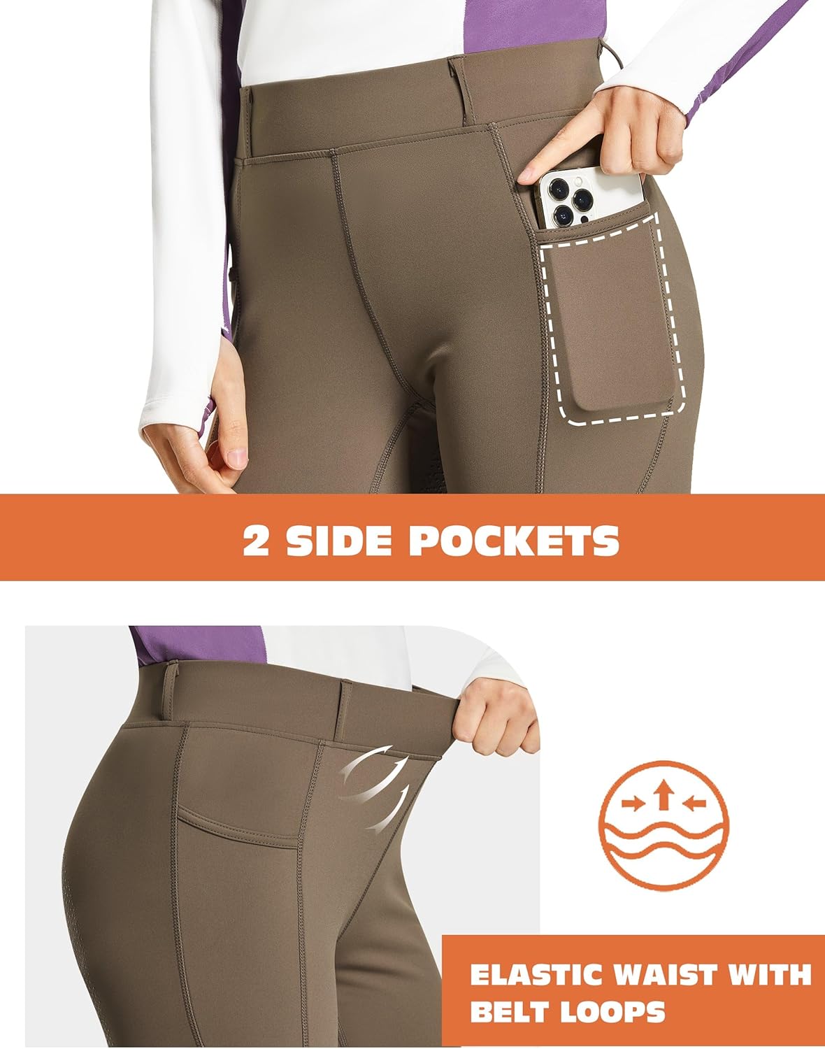 FitsT4 Sports Women's Full Seat Horse Riding Pants Bootcut Riding Tights with Pockets Equestrian Breeches for Women - Image 4