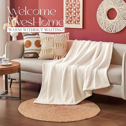 Miniatura 4 de Ailemei Direct Manta de punto esponjoso tamaño individual para sofá, acogedora manta de punto para cama y sofá, mantas de punto mullidas cálidas
