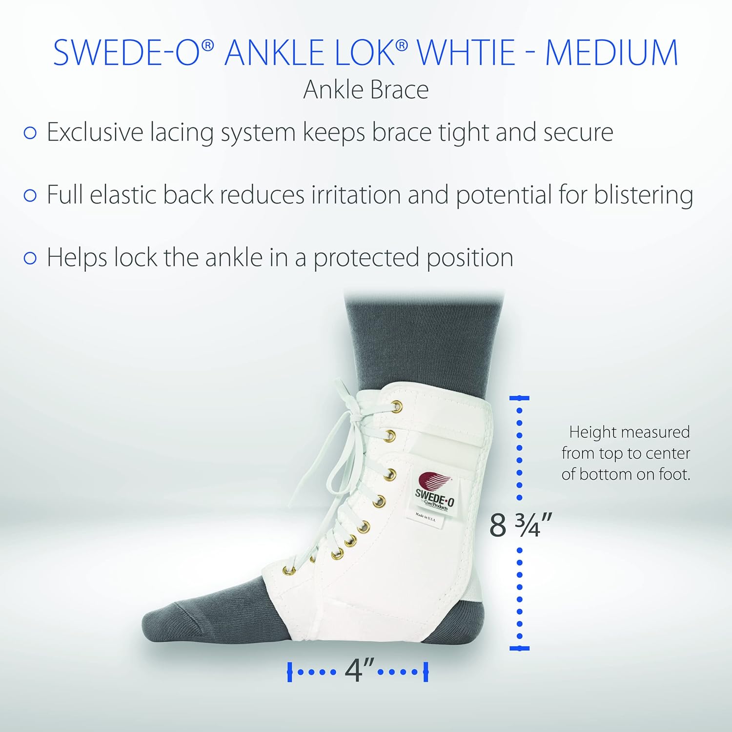 Swede-O Ankle Lok Ankle Brace, White - Medium
