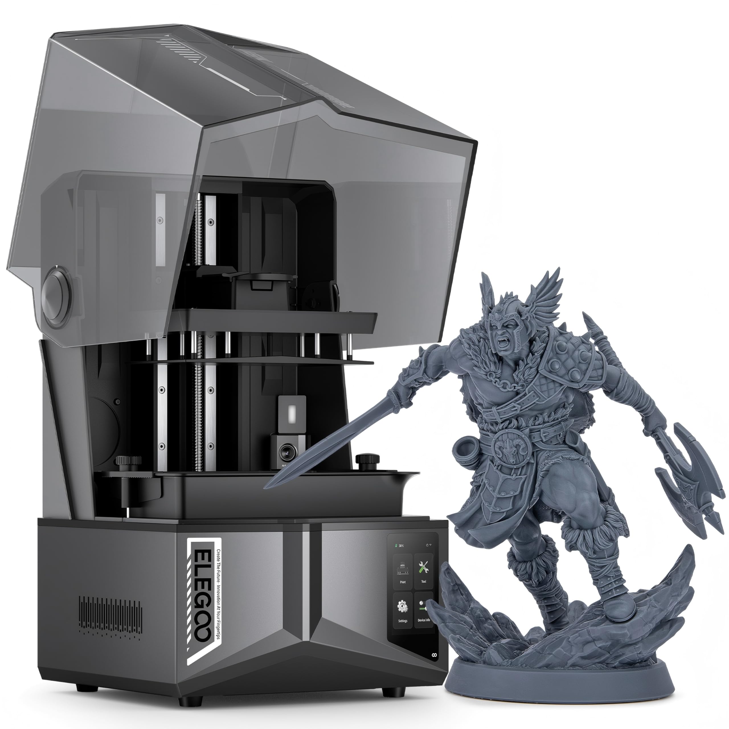 ELEGOO Saturn 4 Ultra 16K Impresora 3D Resina - Calentador Inteligente Integrado - Velocidad 150mm/h - Cámara AI con Luz - WiFi Cluster - Área Impresión 212x118x220mm - Ideal para Profesionales | Cámara IA, nivelación automática, transferencia Wi-FI, gran volumen de impresión de 211,68 x 118,37 x 220 mm³
