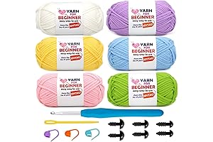 Wooble Yarn for Beginners Crochet 6 Pack (85 Yards/Skein Pastel Colors) for...