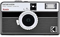 Kodak EKTAR H35N Half-Frame 35mm Film Camera: Reusable, Focus-Free, Bulb Mode, Star Filter, Coated Glass Lens - Striped Black
