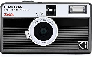 Kodak EKTAR H35N Half-Frame 35mm Film Camera: Reusable, Focus-Free, Bulb Mode, Star Filter, Coated Glass Lens - Striped Black